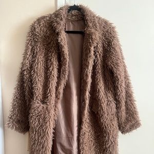 Brown faux fur stylish jacket